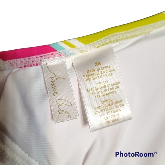 Anne Cole Green And Blue Multicolor Striped Halter Neckline Bikini Top Size XS - Picture 3 of 4